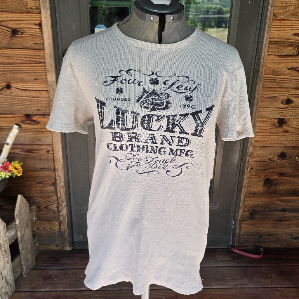 Lucky Brand Womens Gray Graphic Tee 97 Cotton Xl
